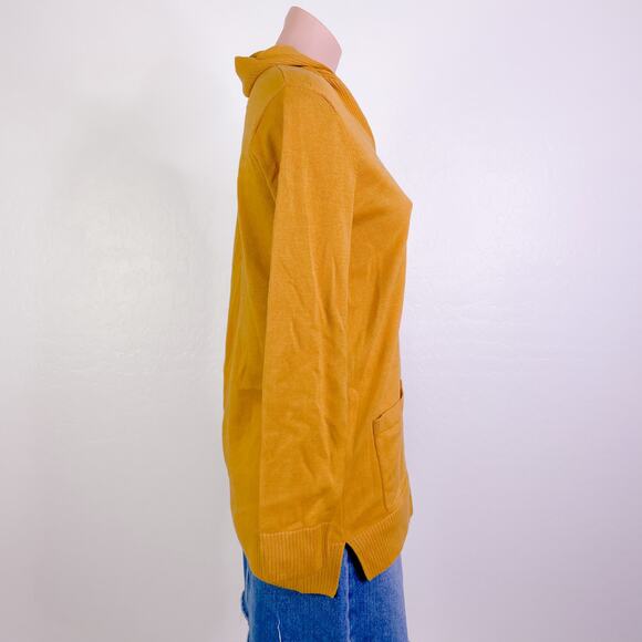 Jeanne Pierre Button Accent Cowl Neck Pullover Sweater Maple Gold sz Small NWT - Picture 6 of 11
